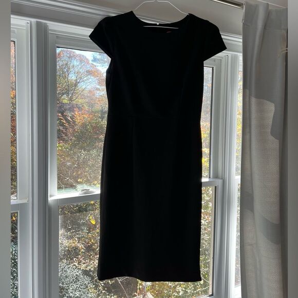 Betsey Johnson Womens Crepe Puff Sleeves Sheath Dress Black 8 - Picture 3 of 7